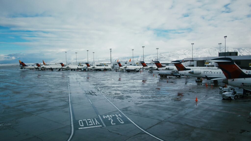 Aeroplanes parked on ramp