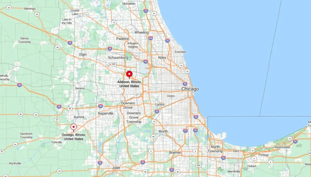 Map of Addison IL