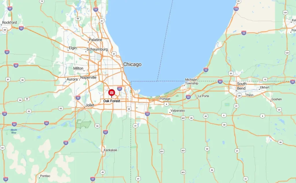Map of Oak Forest IL