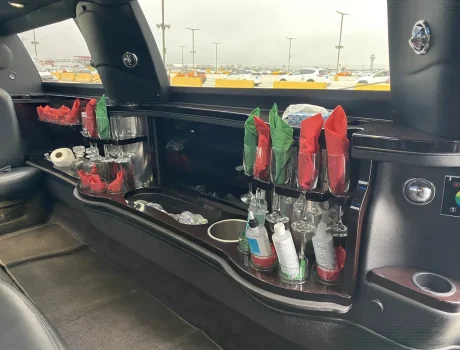Interior of luxury limousine